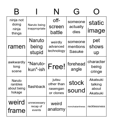 NARUTO Bingo Card