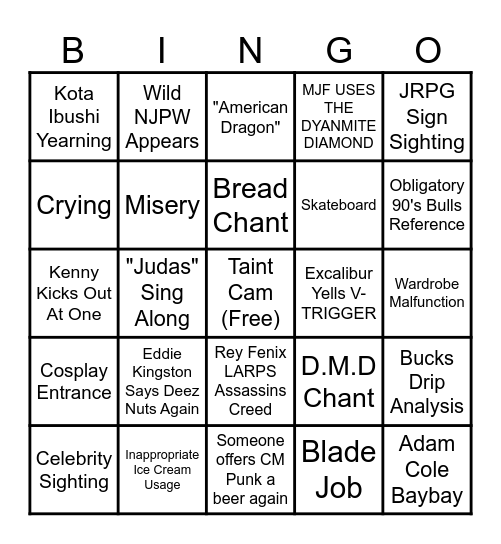 Pujoshi Crew All Out Bingo Card