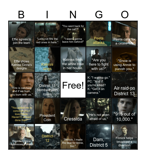 Mockingjay Part 1 Bingo Card