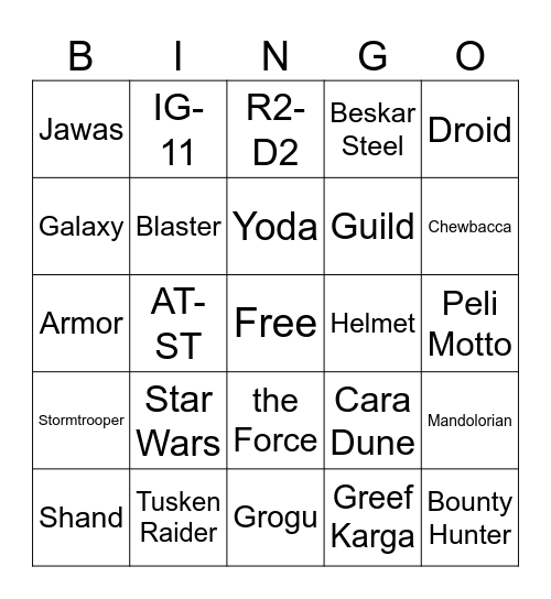 Damian's Birthday Bingo Card