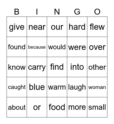 Unit 4 HFWs Bingo Card