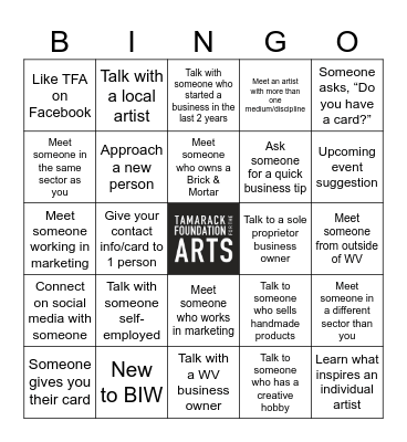 Networking Bingo Card