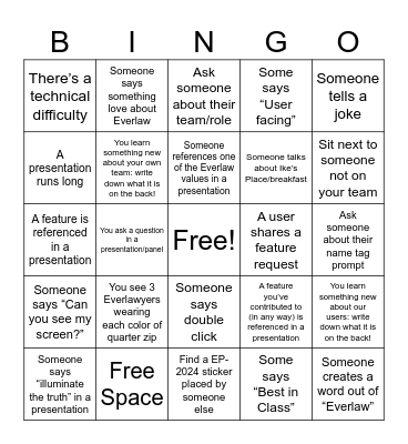 EP - 2024 Bingo Card