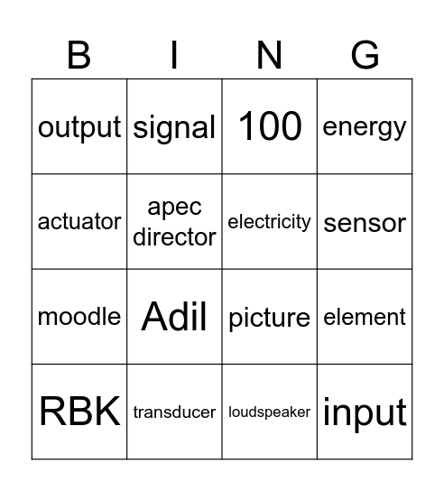 Transducer BINGO! Bingo Card