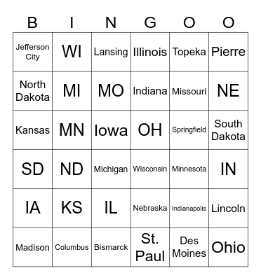 MIDWEST REGIONN Bingo Card