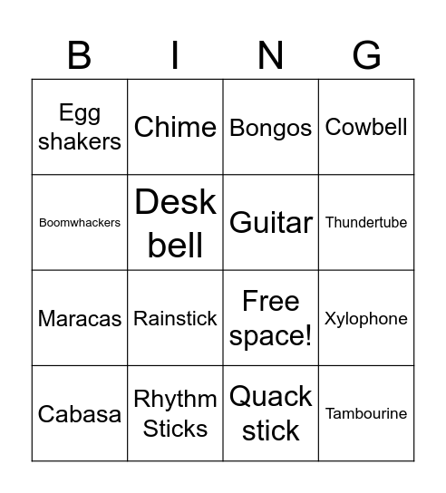 Instruments Bingo Card