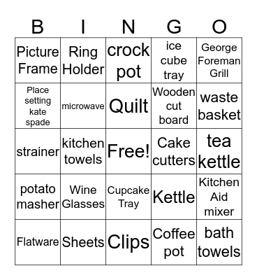 Courtney's Bridal Bingo Card