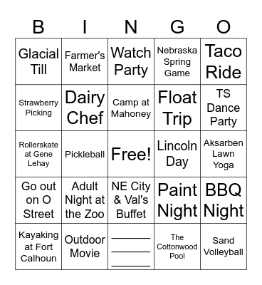 SUMMER BINGO Card