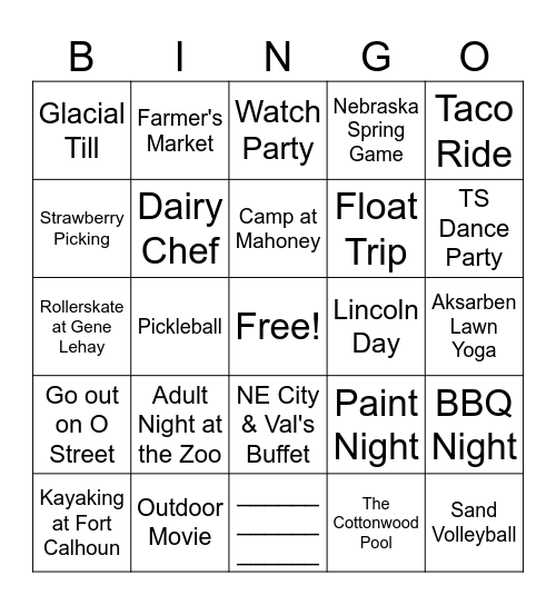 SUMMER BINGO Card