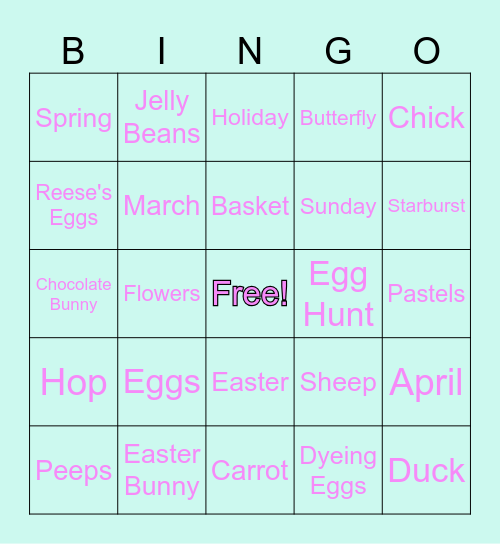 Bingo for Baskets Bingo Card