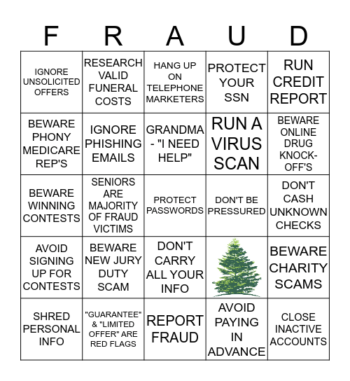 Evergreen Elder Concierge Bingo Card