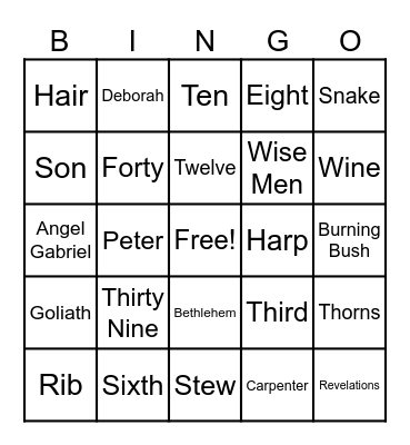 Bible Bingo Card