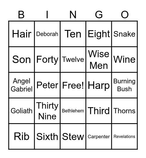 Bible Bingo Card