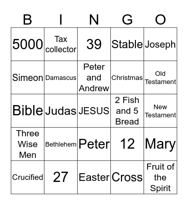 Bible Bingo Card