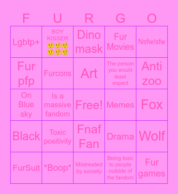 Actual furry Bingo Card