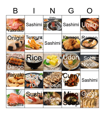 Japanese Food Bingo Card