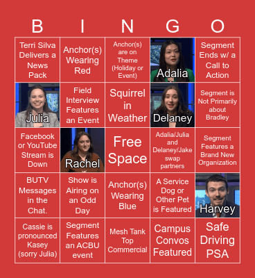 BUTV Spring 2024 Bingo Card