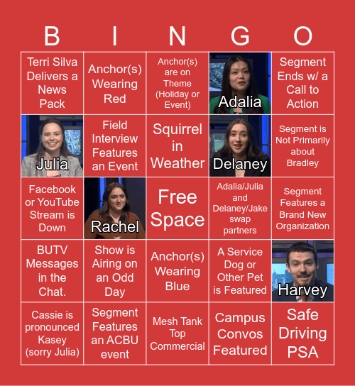 BUTV Spring 2024 Bingo Card