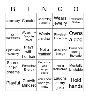 Ultimate Relationship Bingo Card