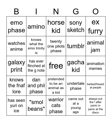 weird kid bingo Card