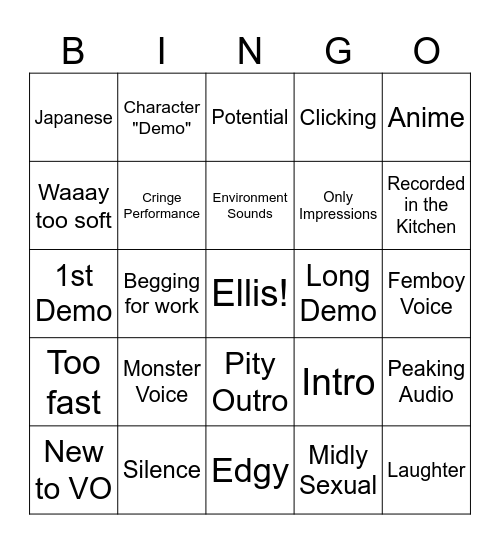 Ellis "Demos" Bingo Card