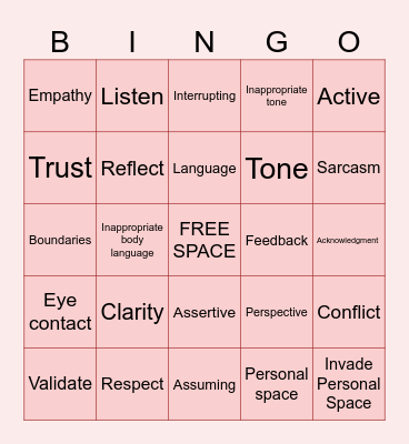 Communication Bingo Card