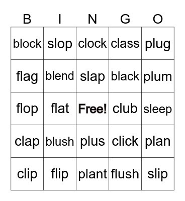 L Blends Bingo Card