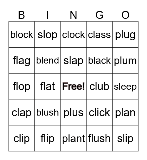 L Blends Bingo Card