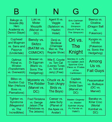 Death Battle Season 11 Bingo Card