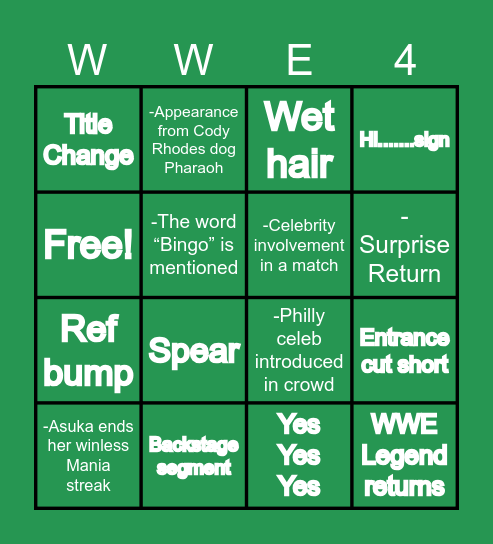 Wrestlemania 40! Bingo Card