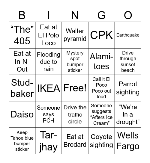 Long Beach Bingo Card