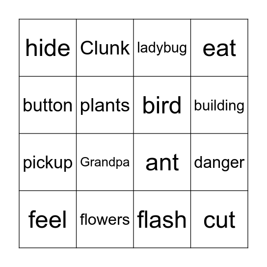 Danger! Bugs! Bingo Card