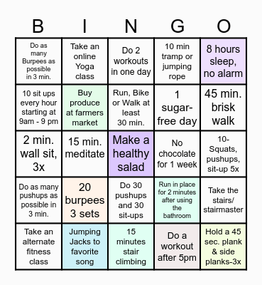 BRX Fitness Bingo Card 2 Bingo Card