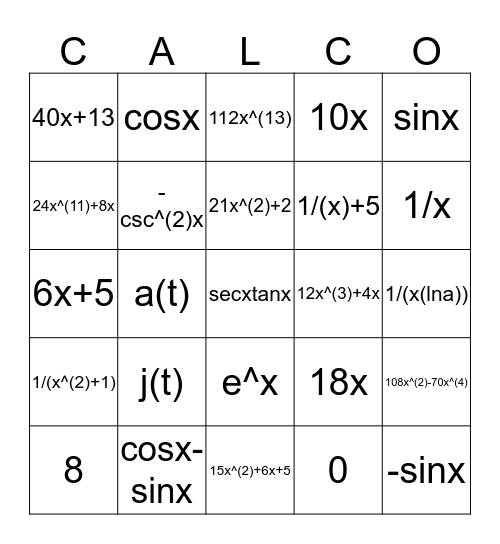 Do you even Calc? Bingo Card