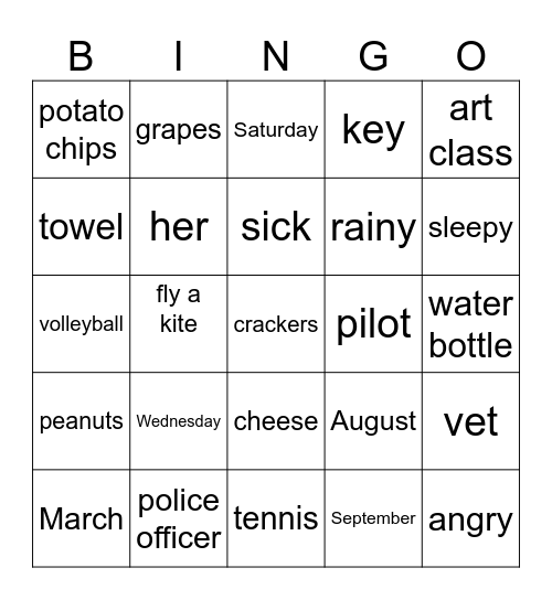 Bingo Card Bingo Card
