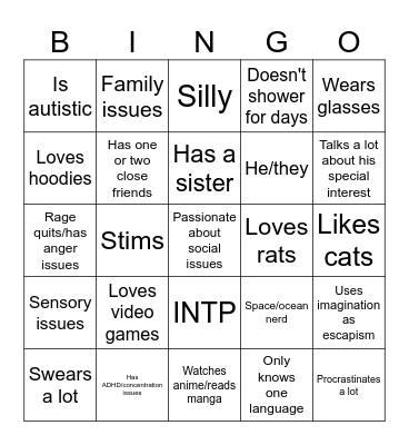 Shu Bingo Card