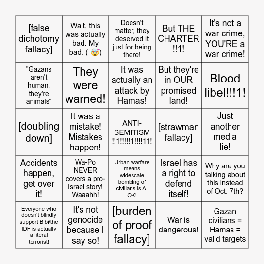 Genocide apologists say what? Bingo Card