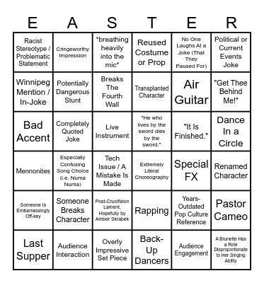 The ULTIMATE Church of The Rock Easter Plays Bingo | Works for Every Play! (Playtested) 6x6 Bingo Card