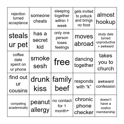 doomed relationship bingo Card