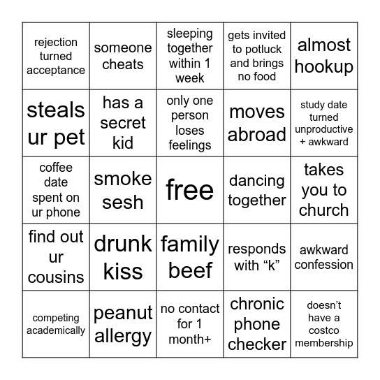 doomed relationship bingo Card