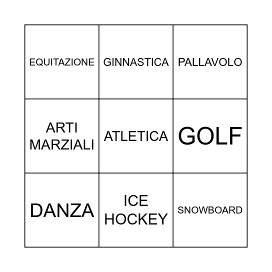 BINGO SPORT Bingo Card