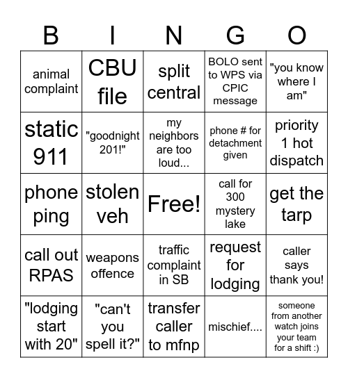 OCC BINGO Card