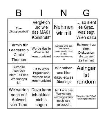 Workshop Bingo Card