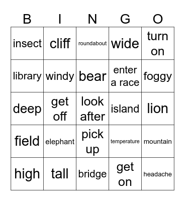 Units 13-16 Revision Bingo Card