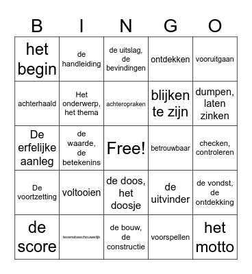 Examenidiom VWO Deutsch 12 Bingo Card