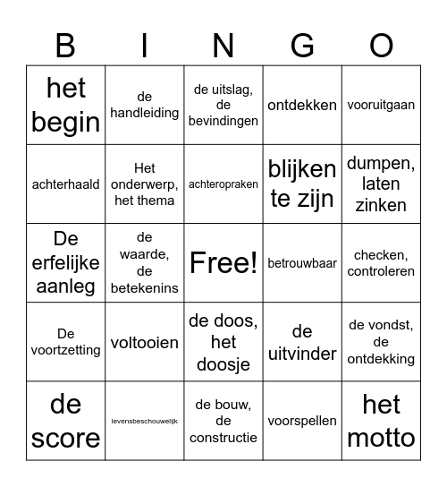 Examenidiom VWO Deutsch 12 Bingo Card
