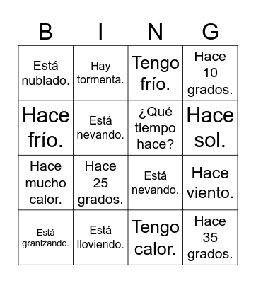 El tiempo Bingo Card