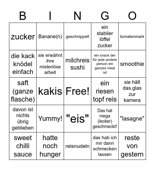 Johanna HDF!!! Bingo Card