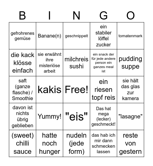Johanna HDF!!! Bingo Card