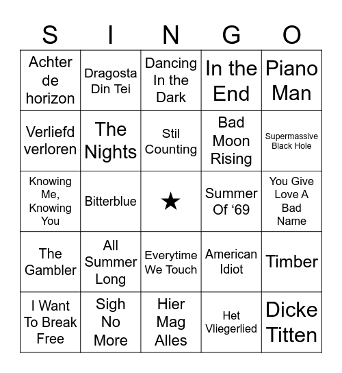 Spoarke Singo 2024 Bingo Card